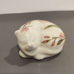 Floral Ceramic Cat Figurine